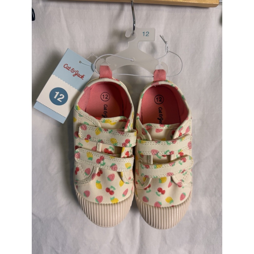 Cat Jack Girls Strawberry Print Hook Loop, Parker Shoes Size 12 Nwt